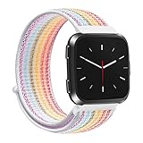 Altsommer für Fitbit Versa (6.7-8.1inches) Candy Farben NylonLoopback Klettverschluss Armband Ersatz Uhrenarmbänder Bracelet Armband Gewebtesv Nylon Uhrenarmband für Damen Herren (J)