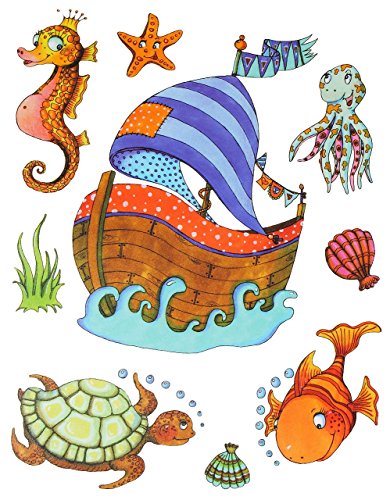 1 Bogen: Fensterbild – Fisch – Maritim – Pirat & Fische – Leuchtturm Seepferdchen – Piratenschiff – Sticker Fenstersticker / z.B. für Fenster und Spiegel – statisch haftend – Aufkleber selbstklebend wiederverwendbar – Fensterfolie Fensterdeko - 3