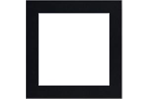 CAPE PICTURE FRAMING Square Picture Mounts, Pack of 1 (single), Choice of Size & Colour [16 x 16 to fit 12 x 12, Black (white-core)]