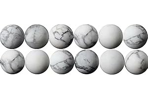 SKYBEADS 8mm Pierre Naturelle Howlite Blanche Veinée de Gris Pierre Gemme pour Bijoux Longueur 38cm environ 46 pcs