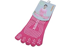 NiceYnn Chaussette de Yoga Antidérapant Femme en Coton Chaussettes à 5 Doigts pour Sport Pilates Fitness Danse Respirant