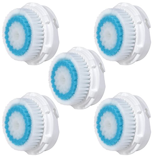 5x E-Cron® Bürstenköpfe. Ersatz für Clarisonic Deep Pore (tiefe Poren) Facial Cleansing. Kompatibel mit Mia 1, 2, 3(Aria), Smart Profil, Alpha Fit, Plus, Sonic Radiance.