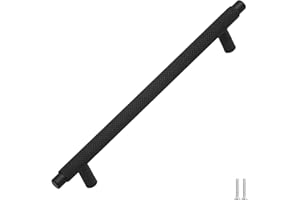 Decoranddecor Knurled Gold/Brass l Bronze l Matt Rose Gold l Matt Black Kitchen Bathroom Cabinet Door Drawer Handles Knobs (224mm Screw to Screw Distance, Matt Black)