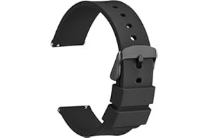 WOCCI Bracelets de Montre en Silicone, Boucle en Acier Inoxydable Noir, Libération Rapide, Bandes de Rechange en Caoutchouc Souple 13 Couleurs, 14mm 16mm 18mm 19mm 20mm 21mm 22mm 24mm