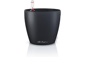 Lechuza - Macetero Classico Color 14 Gris Pizarra, con Sistema de riego, indicador de Nivel de Agua e Inserto, Superficie Mate, diámetro de 15 x 13,5 cm, 16695