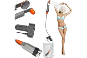 FLYFISH Doccia da Campeggio Portatile soffione Campeggio con Uno batterie Ricaricabili USB e Batteria Integrata 2200mAH for Viaggio (Upgraded Separate Battery)