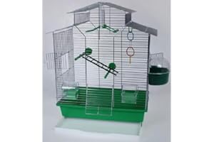 INTERZOO Vogelkäfig,Wellensittichkäfig,Exotenkäfig,60 cm Vogelkäfig Vogelbauer Wellensittich Kanarien Voliere Vogelhaus Käfig IZA 2 II grün