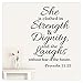 Price comparison product image 32" Proverbs 31:25 She Is Clothed in Strength and Dignity and She Laughs Without Fear of the Future Wall Decal Sticker Scripture Bible Verse Quote Art Mural Christian God Nursery Girl Woman