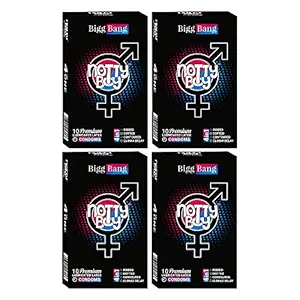 NOTTY BOY BiggBang 4in1 Condoms -10 Count (Pack of 4, Climax Delay, Ribbed, Dotted, Contour)