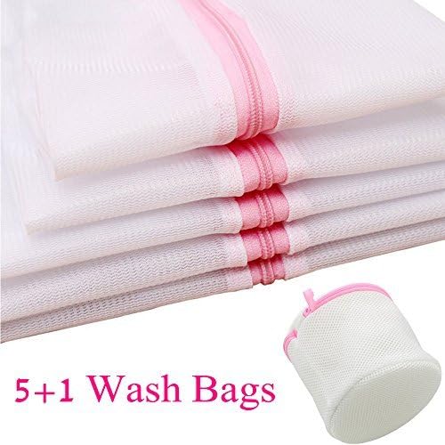 GYBest Set of 6 Mesh Washing Bags - 2x Extra Large, 1x Large, 1x Medium, 1x Small, 1x Bra Wash Bag - Laundry Wash Bag for Blouse Hosiery Stocking Underwear Bra and Lingerie, Travel Laundry Bag by GYBest