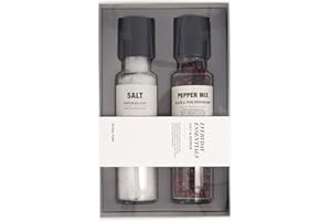 ‎NICOLAS VAHE Nicolas Vahe Geschenkbox mit Salz und Pfeffermühle Set | Exquisites Pfeffer Salz Mühlenset mit Pfefferkörnern & Meersalz Grob | Pfeffer und Salzmühle für Feinschmecker | Salt and Pepper Grinder