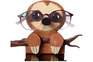 FIMWOLZ Porta occhiali in legno con animali, realizzato a mano, a forma di bradipo per occhiali da sole, per casa, ufficio, scrivania e accessori, Marrone