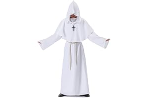 Myir JUN Disfraz de Monje Sacerdote Túnica Medieval Renacimiento Traje con Cruz para Halloween Carnaval