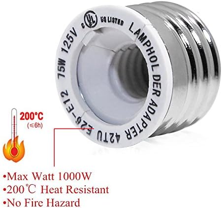 Superdream UL-listed E26/E27 to E12 Adapter, Medium Screw (E26/E27 Edison Screw) to Candelabra Screw (E12) Base Socket Reducer Adapter Converter, Heat-resistant, Anti-burning, No Fire Hazard (8-Pack)