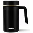 Borosil Hydra Klassic Super Insulated Mug, Vacuum Insulated Travel Coffee/Tea Mug, 8 Hrs Hot and 13 Hrs Cold, Easy to Carry, Leak Proof, 540 ml, Black, Stainless Steel