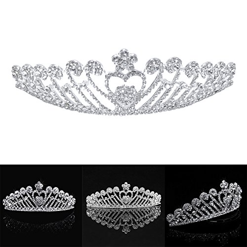 iShine Hochzeit Diadem Brautbrautjungfern Strass Kronen Stirnband Tiara Schließe Haarspange Kopf Schmuck Kronprinzessin