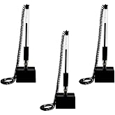 NUOBESTY 3pcs Secure Counter Pens with Adhesive Chain Desktop Gel Ink Pen Security Holder Stand Type Spring Joint for Recepti
