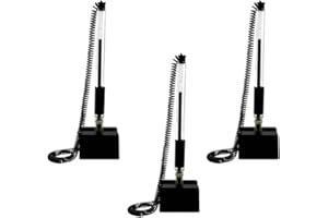 NUOBESTY 3pcs Secure Counter Pens with Adhesive Chain Desktop Gel Ink Pen Security Holder Stand Type Spring Joint for Reception Desk