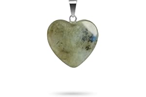 Felicidade Pendentif Cœur en Labradorite Naturelle – Pierre de Protection & de Sérénité – Bijou Spirituel Authentique en Pierre Semi-Précieuse – Élégance & Énergie Positive – Cadeau Symbolique