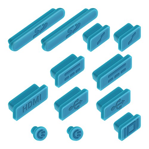 kwmobile 12in1 Set: 12er Staubschutz Set für Apple MacBook Pro 13″ 15″ Retina / Air 11″ 13″ (ab Mitte 2011) – Staubschutz Stecker Zubehör Dust Plug in Blau - 2