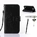 Produktbild LG K3 Hülle, LG K3 Schutzhülle, Alfort 3 in 1 Lederhülle Fashion Design Premium PU Leder Hohe Qualität Tasche Case Cover Kasten Abdeckung Wallet für LG K3 4.5" Smartphone Funktion Standfunktion Unterstützte Telefone und Magnetverschluss mit Schmetterling ( Schwarz ) + Alfort Schwarz Stylus Pen + Netter Staub Stecker