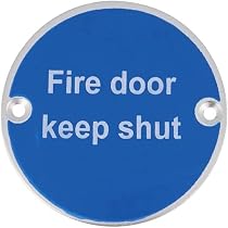 Fire Door Guru® Hinweisschild 'Fire Door Keep Locked' – 76 Mm, Edelstahl, Mit Befestigung