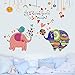 Produktbild GOUZI Paar Schöne Cartoon Elefant Gemütliche Einrichtung Romantische Abnehmbare 110*82 cm Wall Sticker Abnehmbare Wall Sticker für Schlafzimmer Wohnzimmer Hintergrund Wand Bad Studie Friseur