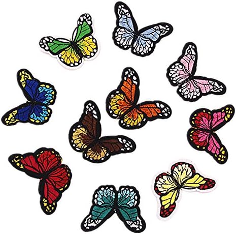 Meatilk 10pcs Blended Flower Butterfly DIY Embroidered Stickers Iron Sewing on Applique Patches