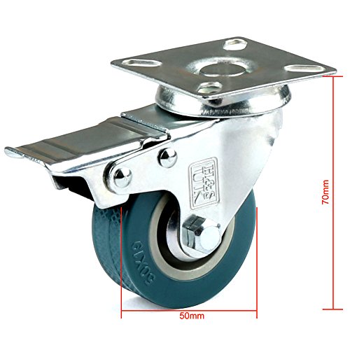 H&S Lenkrollen mit Gummibereifung, 50 mm, Bremse, 4 Stück - 3