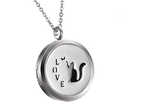 JewelryWe Aromaterapia Collana con Pendente Diffusore dell'Olio Essenziale, Rosa Ciondolo Retro Annata Collana del Profumo Regalo Originale per Il Amore, 6 Feltri da Cambiare, Portafoto,Regalo Natale