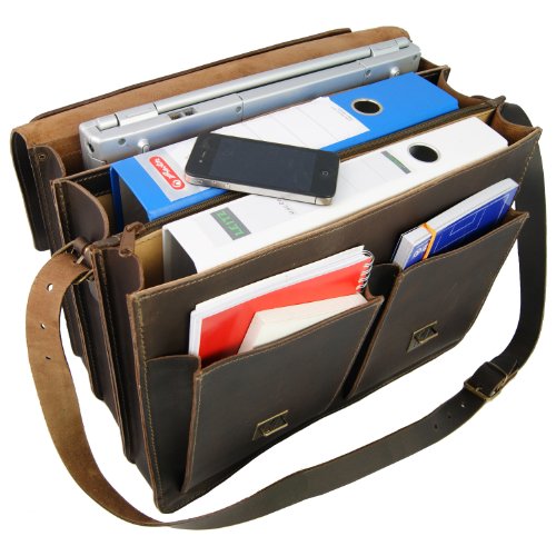 FREIHERR von MALTZAHN Extra gro  e Aktentasche EINSTEIN 2 aus BIO-Leder  Made in Germany  inkl  Lederpflege