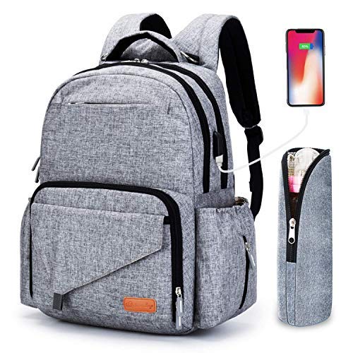 Ankommling - Mochila para pañales, grande, multifunción, para viajes, impermeable, con puerto de carga USB, ideal para madres, padres, niñas y niños