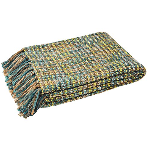 Riva Paoletti Baoli Teal Throws, 140 x 180 cm, Acrylic Green