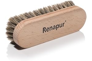 Renapur Premium Horsehair Brush - Super-Soft Bristles with Ergonomic Wooden Handle, Perfect for Polishing Leather & Cleaning Suede or Fabric Shoes/Boots.
