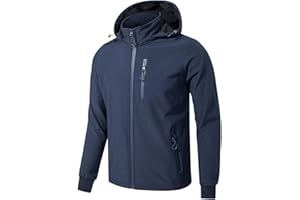 TONY BACKER Giacca Jacket Uomo In Softshell Impermeabile Antivento con Cappuccio Giubbotto Caldo Per Trekking Casual 6860