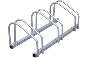 Fiqops Fahrradständer, Mehrfachständer für je 3 Fahrräder, Abstellständer Fahrrad, Aufstellständer Bodenständer aus Stahl verzinkt, zur Boden- und Wandmontage, HBT 26 x 70.5 x 32 cm, Silber