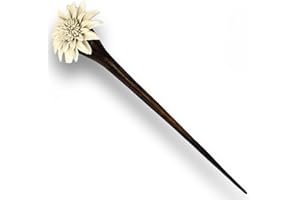 ISLAND PIERCINGS Haarnadel Handarbeit aus Holz mit weisser Blüte aus Leder HN183