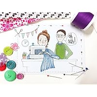 Nähfreunde Karte Nähmaschine Näherin Postkarte