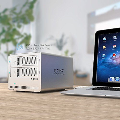 ORICO Aluminium 3,5″ Dual Festplattengehäuse Dockingstation, USB 3.0, für 3,5-Zoll SATA HDD, Hochgeschwindigkeit, Werkzeugfreie Montage, bis zu 2 x 8 TB = 16 TB - 7