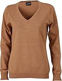 Damenpullover Ladies\' V-Neck Pullover - taillierter Damen V-Neck Pullover M,Camel