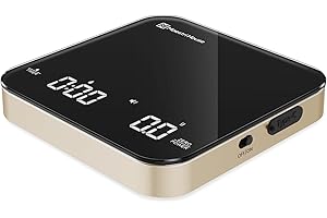 Maestri House Mini balance à café rechargeable avec minuterie, balance précise de 2 kg/0,1 g pour expresso et café verseur, balance de cuisine numérique portable avec minuterie automatique (noir et