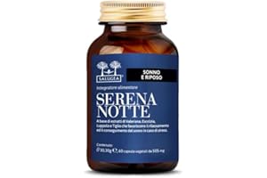 SERENA NOTTE Salugea - Integratore con Valeriana - Contro l'Insonnia - Migliora Durata e Qualità del Sonno - 100% Naturale con Valeriana, Escolzia, Luppolo e Tiglio - 60 Capsule Vegetali