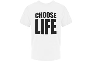 I LOVE FANCY DRESS LTD Adults 'Choose Life' T-Shirt - White 1980s Slogan Tee, Retro Pop Singer Shirt, Eighties Throwback Party Costume, Vintagr Style Top for Themed Events