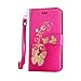Produktbild Anlike Samsung Galaxy S4 mini (4,3 Zoll) Hülle, Schutzhülle für Samsung Galaxy S4 mini (4,3 Zoll) Wallet Tasche [Butterfly geprägte Serie Bronzing] Handyhülle - Rosenrot