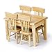 Produktbild vorcool 5 x 1/12 Puppenhaus Miniatur Esstisch Stuhl Holz Möbel Set (Holz Farbe)