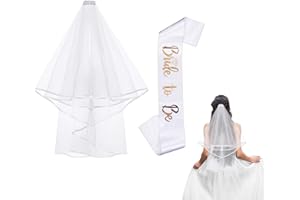 AITSITE EVJF Accessoire, Blanche Voile Mariée Bride to Be Echarpe EVJF Enterrement de Vie de Jeune Fille Accessoire, Decoration EVJF pour Bachelorette Party, Douche Nuptiale, Fiançailles, Mariage