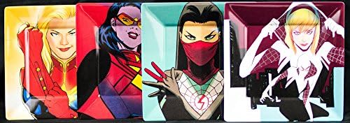 Marvel Ladies Melamine Plate Set: Captain Marvel/Silk/Spider Women/Spider Gwen