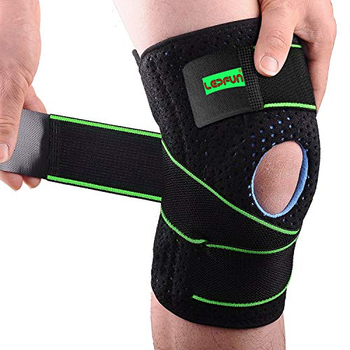 Lepfun PR555 Genouillère en Neoprene(1pcs), ménisque articulaire au Genou avec stabilisateur latéral et Coussinets rotuliens en Gel pour l'arthrite(One Size,PR555)