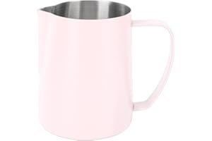HERCHR Jarra Para Espumar Leche, Jarra Humeante De Espresso De 480 Ml, Jarra De Leche De Acero Inoxidable, Taza Para Espumar Leche, Jarra Para Leche, Taza Para Café(Rosa)