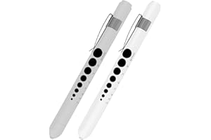 AOICRIE Medical Diagnostic Penlight, Pupillenlicht Mini Wiederverwendbare LED-Stiftlampe Taschenlampe, Taschenlampe Arzt Krankenschwester Notfallstift Licht mit Gravurlehre und Linea (Weiß+Silber)